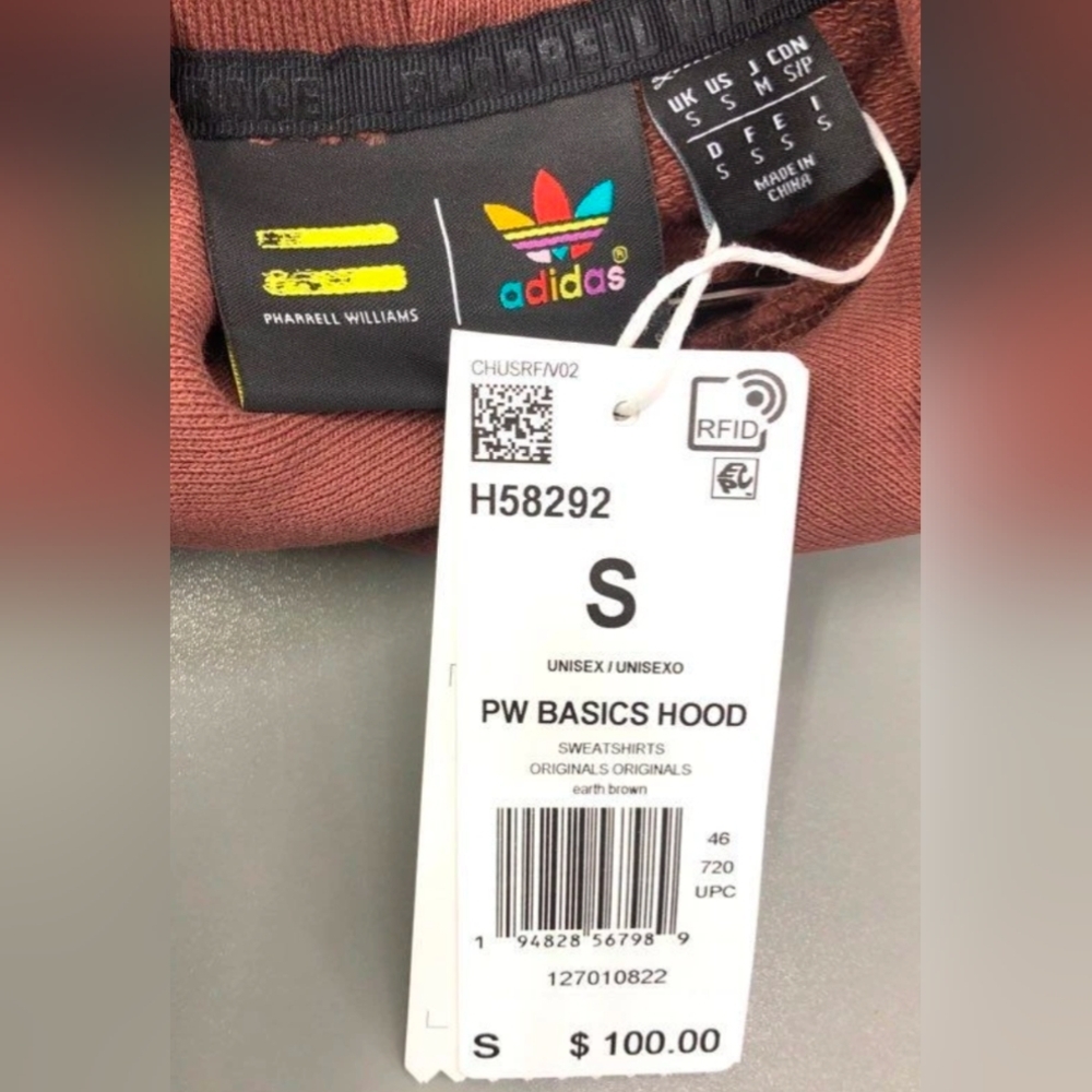 Adidas Pharrell Williams Unisex Basic Brown Hoodie Sizes S 2XL NWT MSRP $100 - Picture 10 of 10